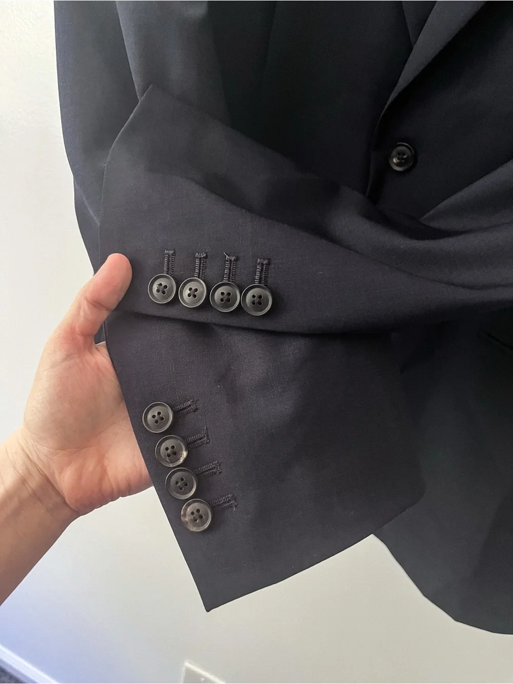 Reiss Hope Wool Blend Notch Lapel 2 Button Travel Blazer Stretch Navy Blue 38S